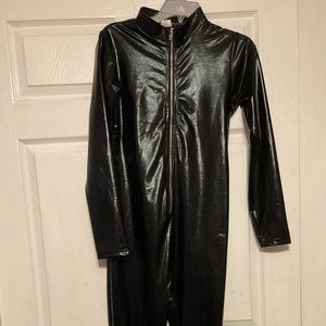 Black catsuit jumpsuit front zipper